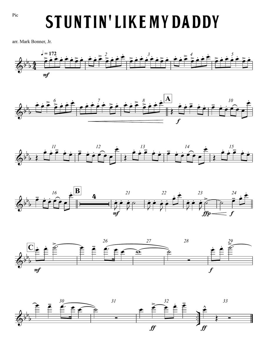 Stuntin' Like My Daddy Marching Band scores gallery preview page 4