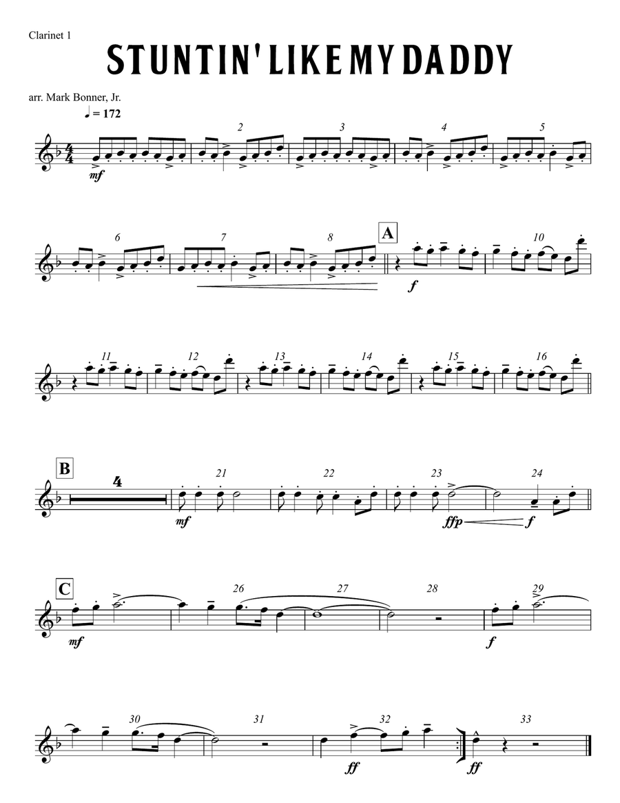 Stuntin' Like My Daddy Marching Band scores gallery preview page 5