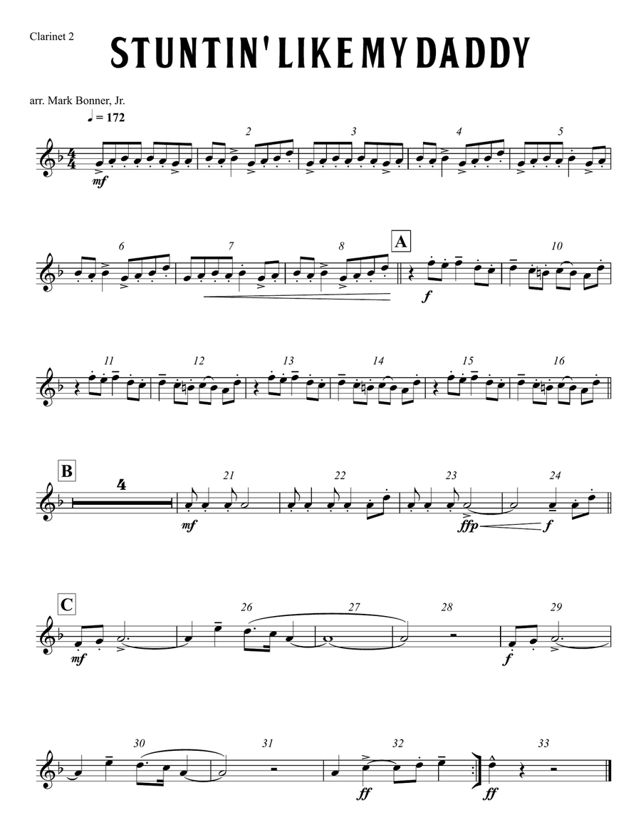 Stuntin' Like My Daddy Marching Band scores gallery preview page 6