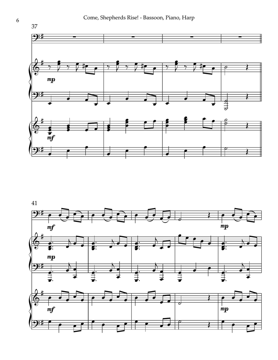 Come, Shepherds Rise! Trio for Bassoon, Piano & Harp Small Ensemble scores gallery preview page 6