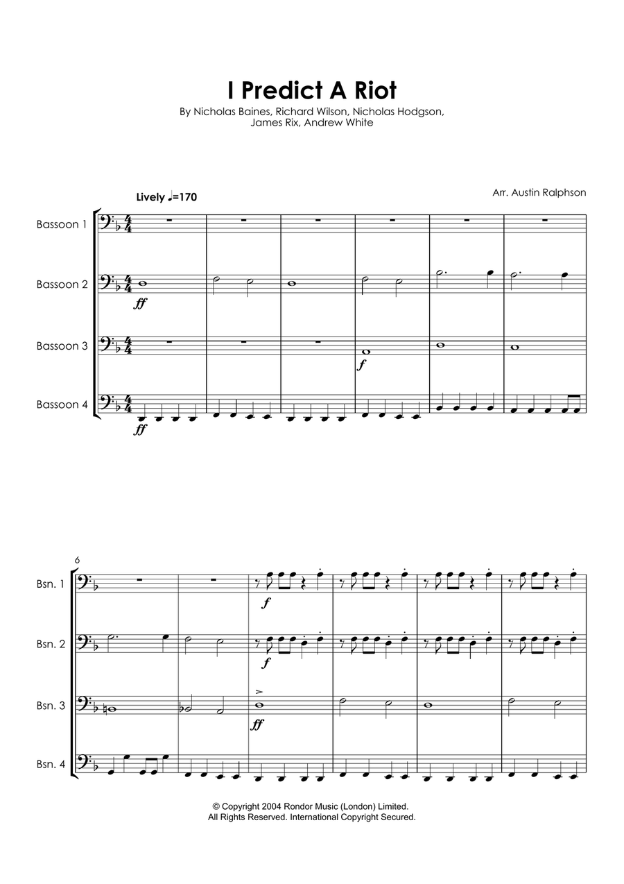 I Predict A Riot I Predict A Riot Bassoon Quartet scores gallery preview page 6