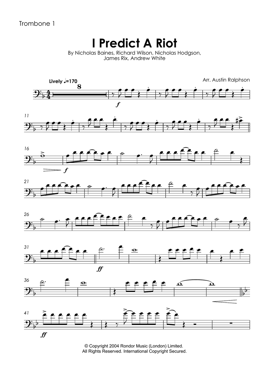 I Predict A Riot I Predict A Riot Brass Quartet scores gallery preview page 3