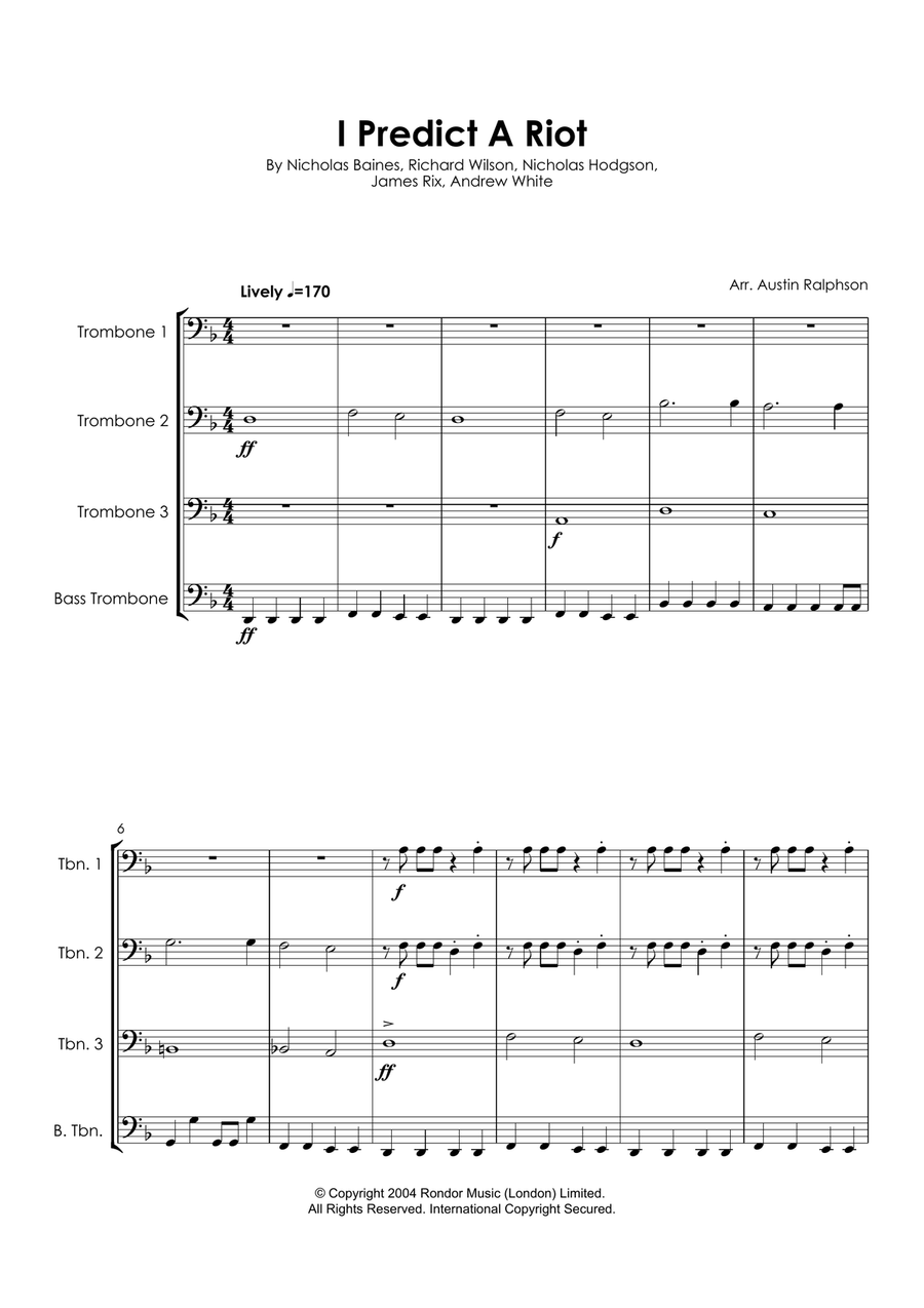 I Predict A Riot I Predict A Riot Brass Quartet scores gallery preview page 6