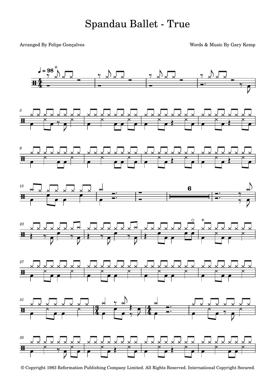 True Drum Set scores gallery preview page 1