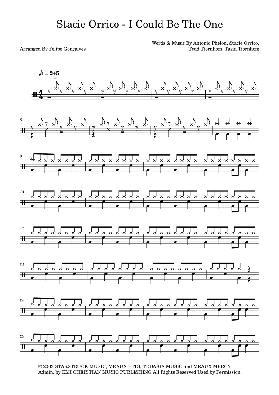 I Could Be The One I Could Be The One Drum Set scores gallery preview page 1