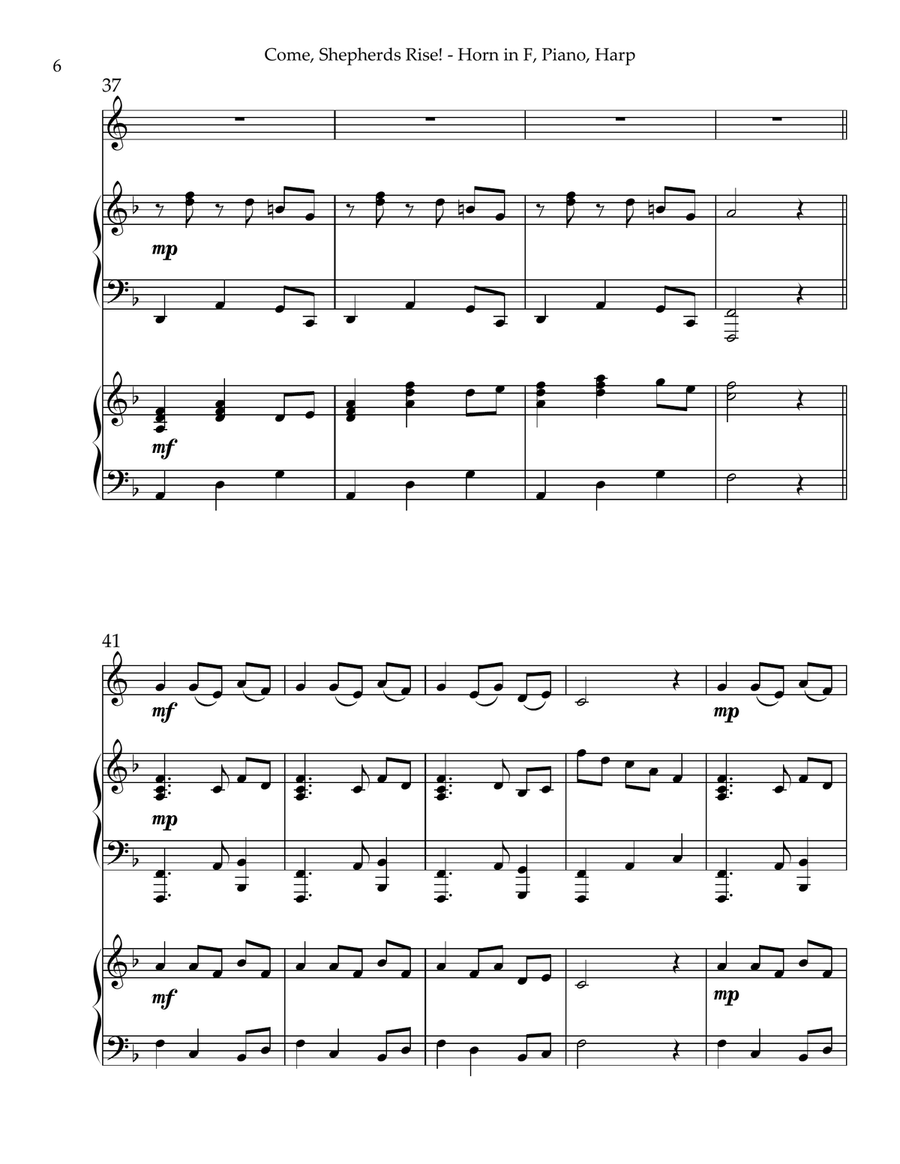Come, Shepherds Rise! Trio for Horn in F, Piano & Harp Small Ensemble scores gallery preview page 6