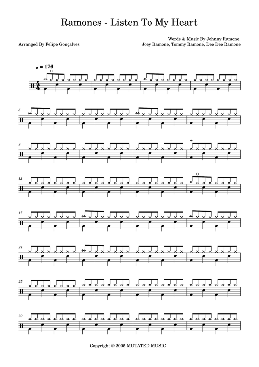 Listen To My Heart Listen To My Heart Drum Set scores gallery preview page 1