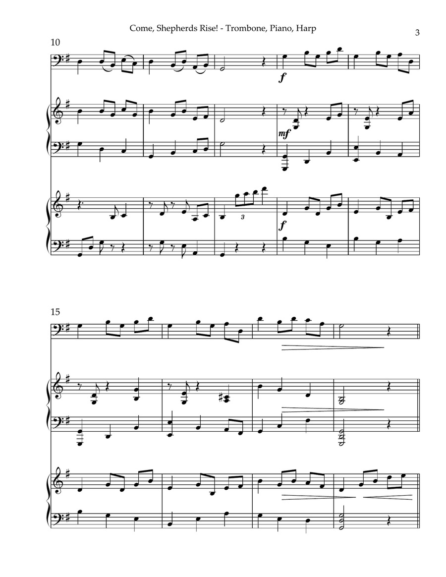 Come, Shepherds Rise! Trio for Trombone, Piano & Harp Trombone Trio scores gallery preview page 3