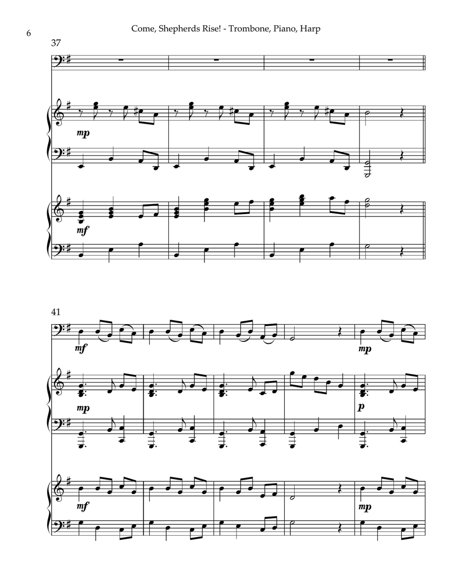 Come, Shepherds Rise! Trio for Trombone, Piano & Harp Trombone Trio scores gallery preview page 6