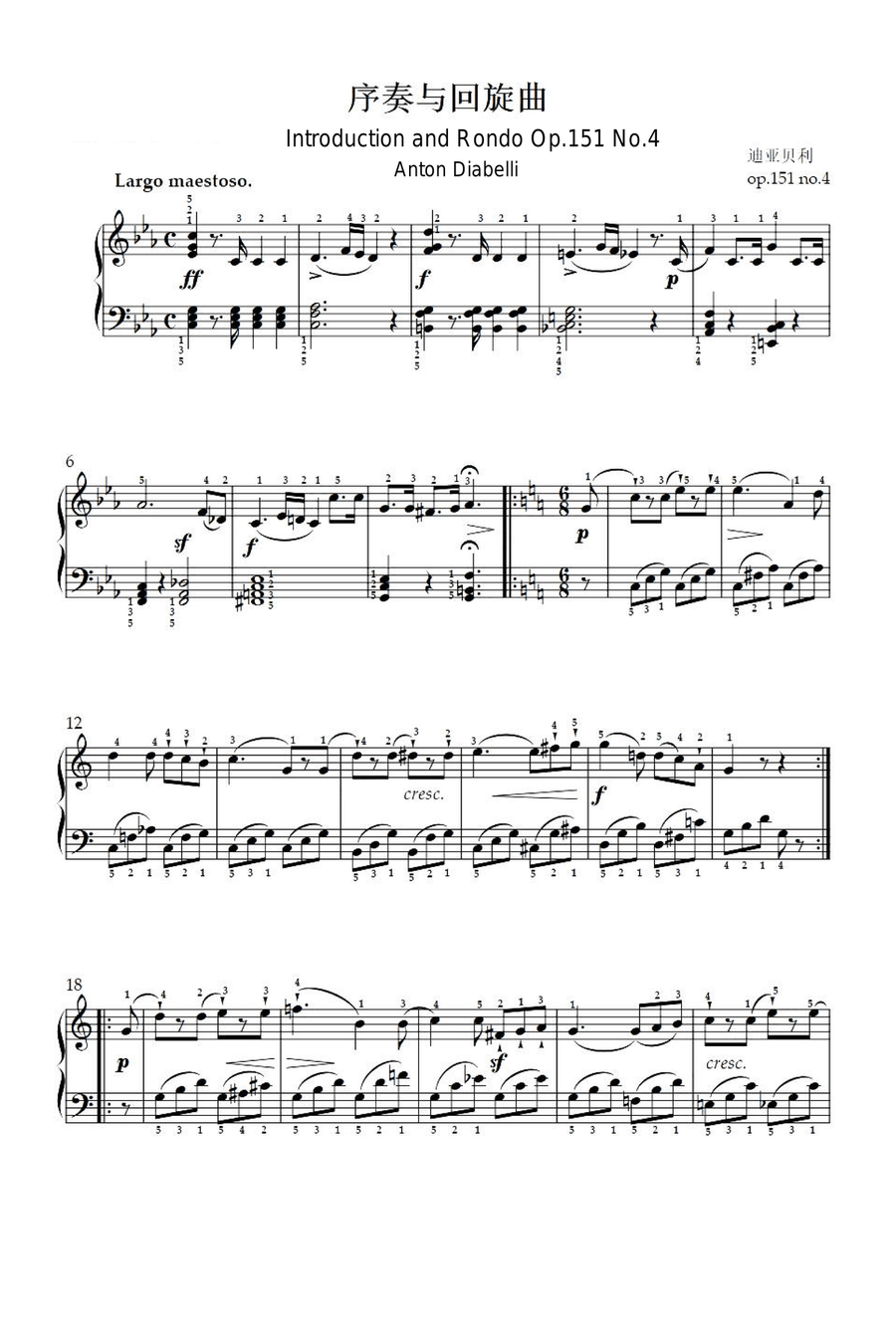 Introduction and Rondo Op.151 No.4 - Anton Diabelli Piano Solo scores gallery preview page 1