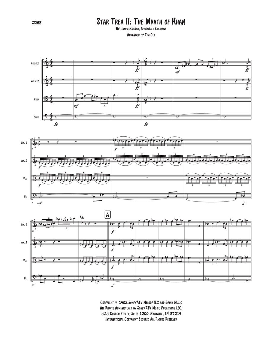 Star Trek(R) II - The Wrath Of Khan String Quartet scores gallery preview page 1