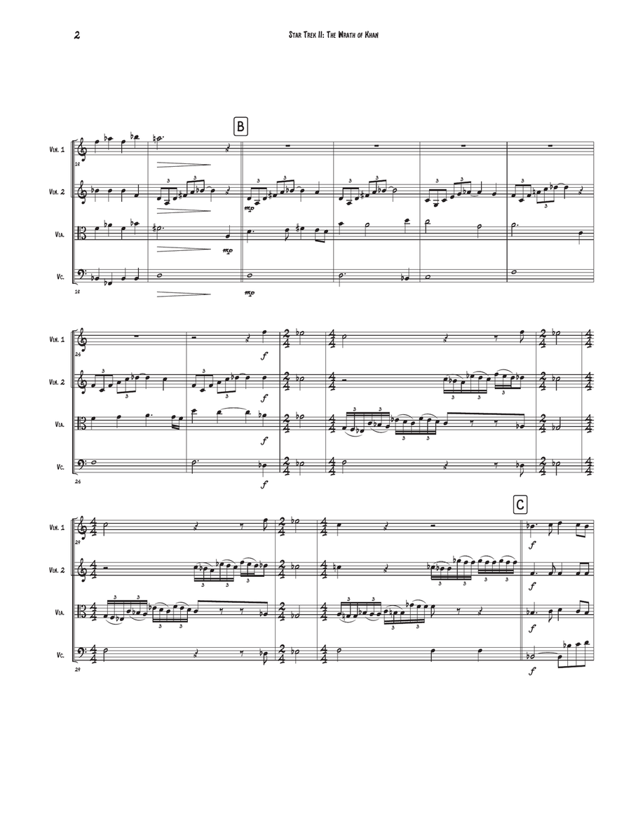 Star Trek(R) II - The Wrath Of Khan String Quartet scores gallery preview page 2