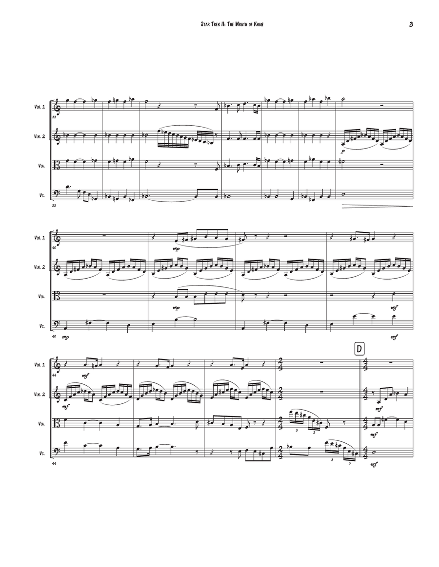 Star Trek(R) II - The Wrath Of Khan String Quartet scores gallery preview page 3