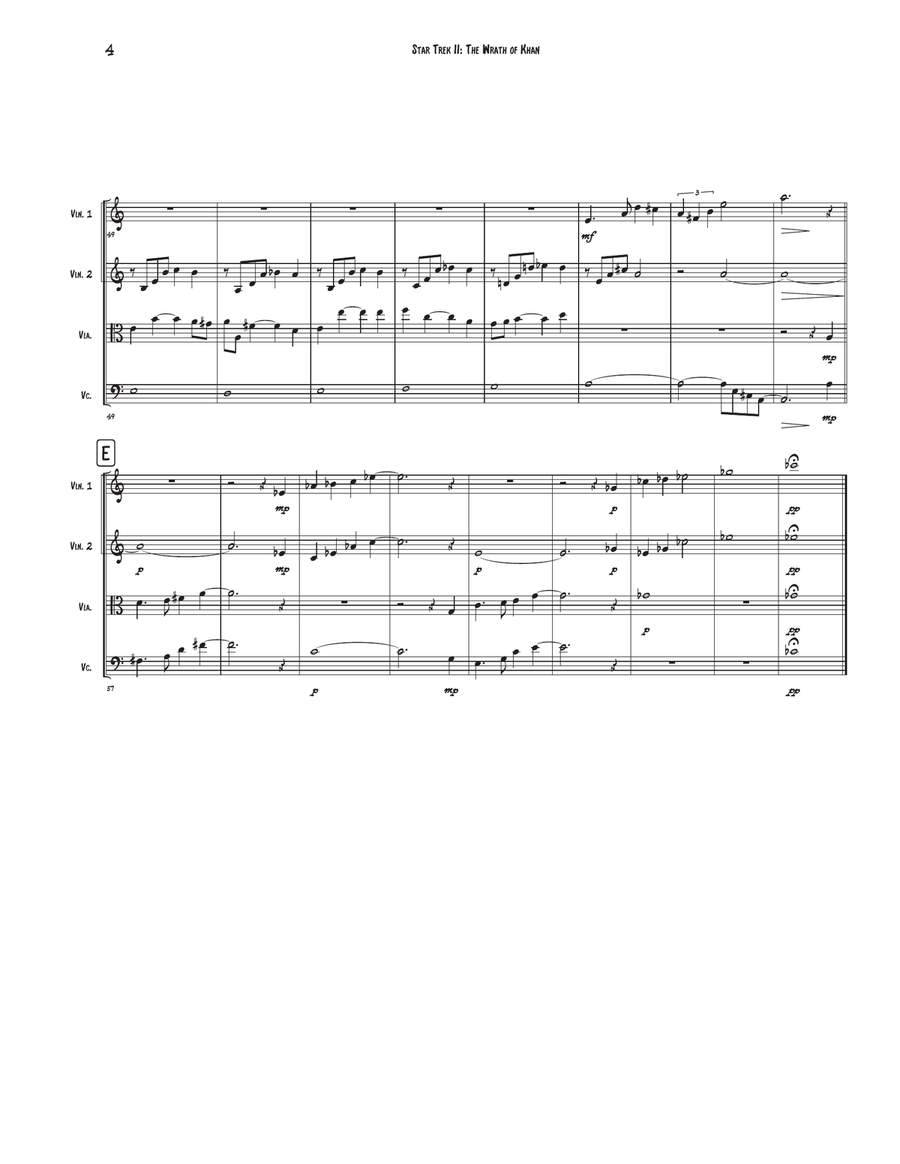 Star Trek(R) II - The Wrath Of Khan String Quartet scores gallery preview page 4