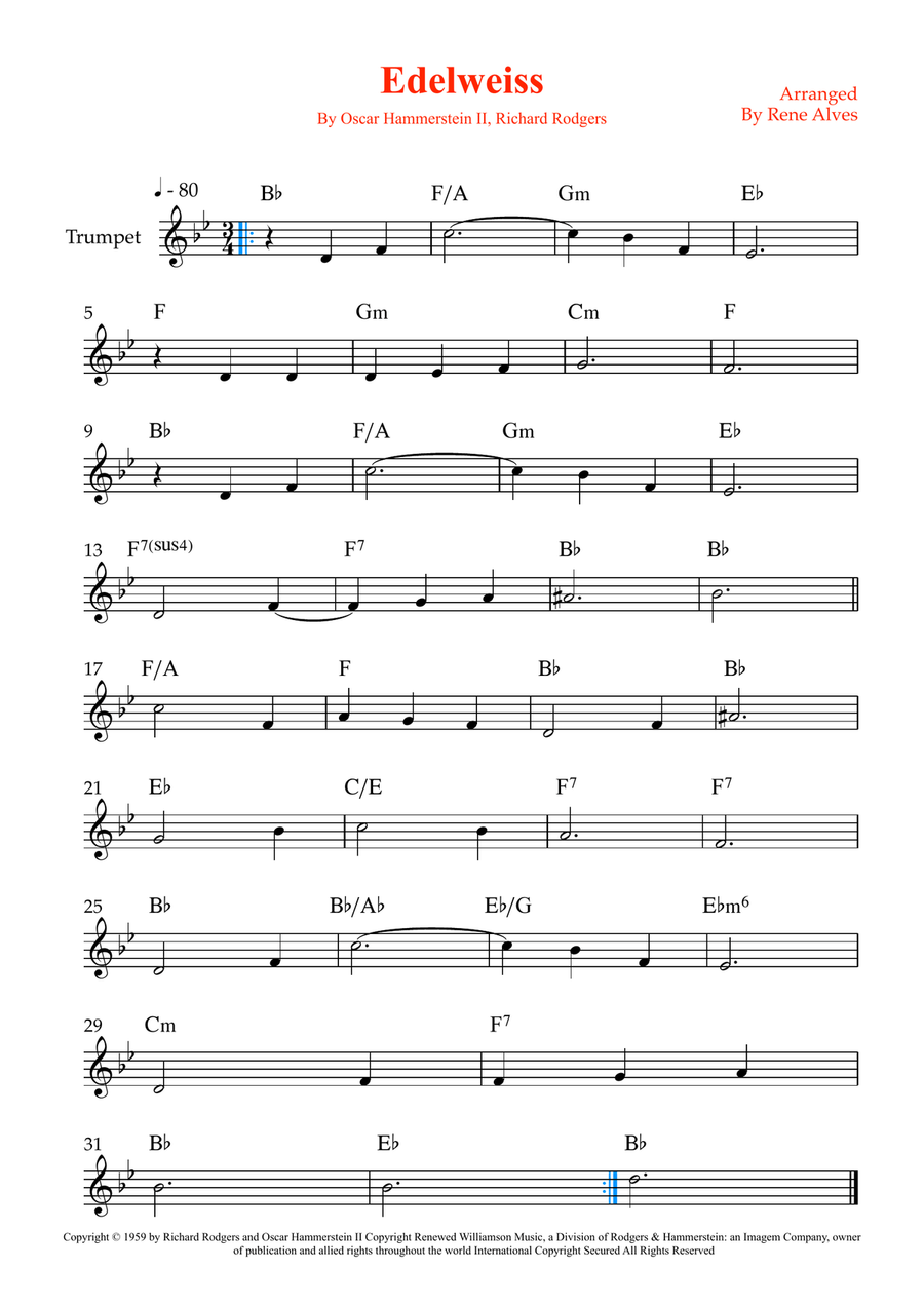 Edelweiss Edelweiss B-Flat Trumpet scores gallery preview page 1