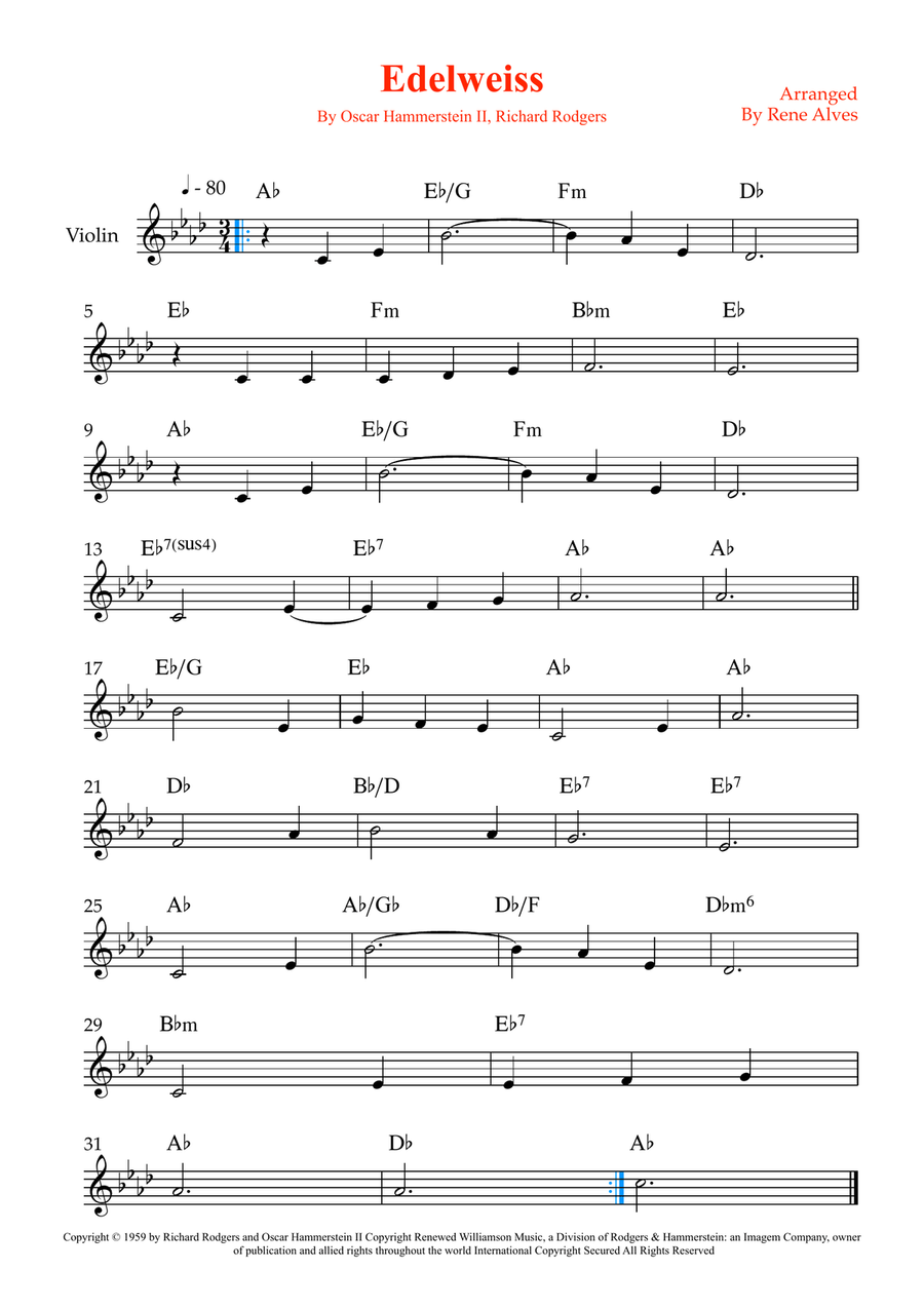 Edelweiss Edelweiss Violin Solo scores gallery preview page 1