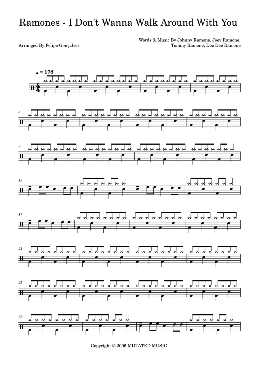 I Don't Wanna Walk Around With You Drum Set scores gallery preview page 1