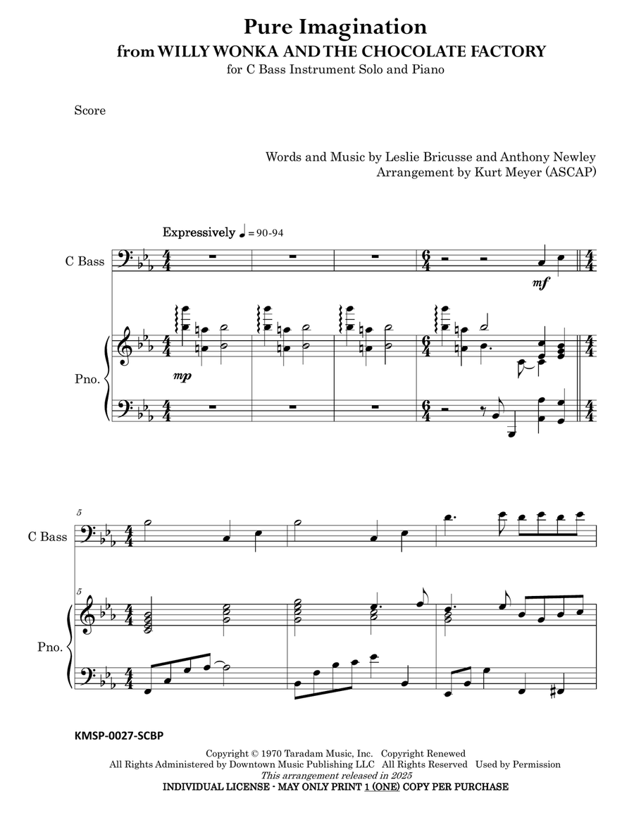 Pure Imagination Baritone Horn BC scores gallery preview page 2