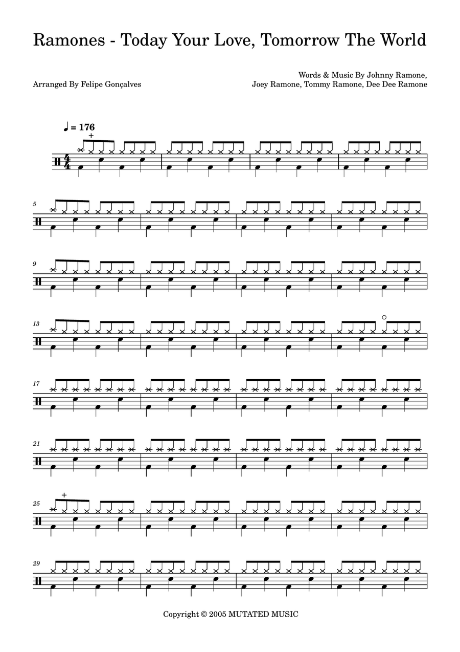 Today Your Love, Tomorrow The World Drum Set scores gallery preview page 1