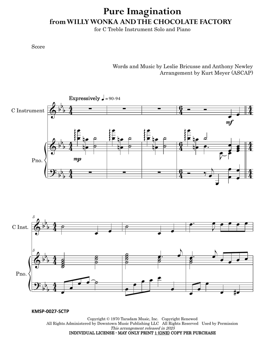 Pure Imagination Piano scores gallery preview page 2
