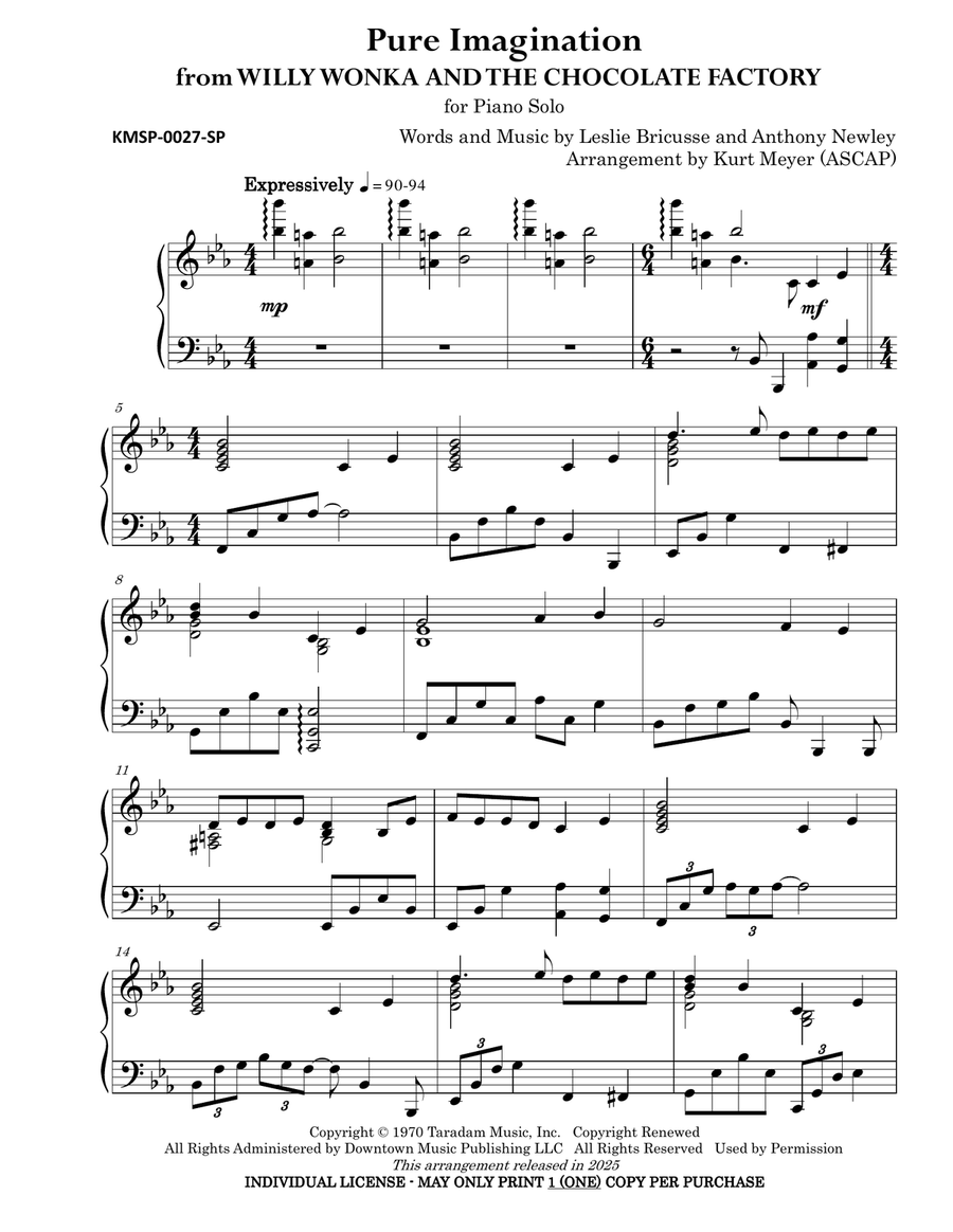 Pure Imagination Piano Solo scores gallery preview page 2