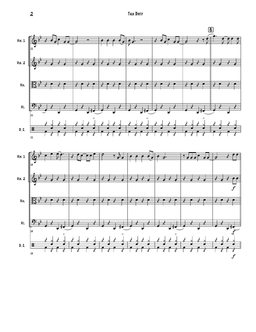 Talk Dirty Talk Dirty String Quartet scores gallery preview page 2