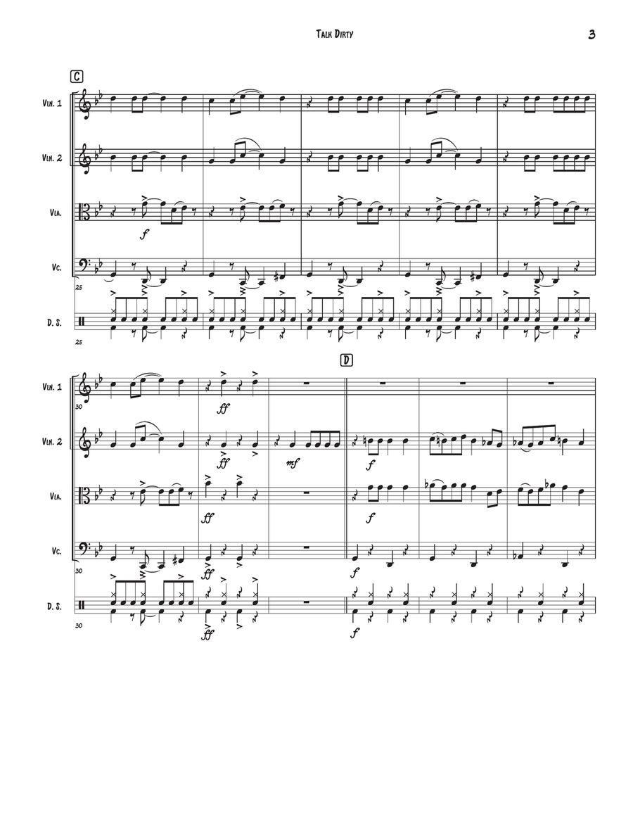 Talk Dirty Talk Dirty String Quartet scores gallery preview page 3
