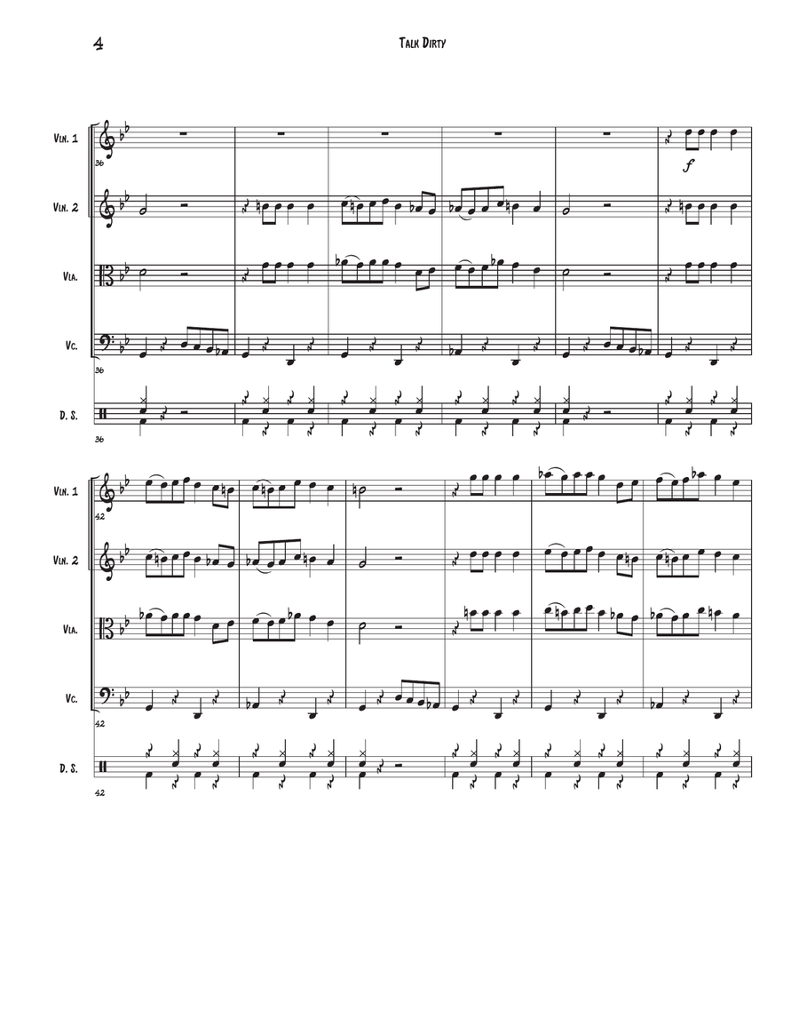 Talk Dirty Talk Dirty String Quartet scores gallery preview page 4