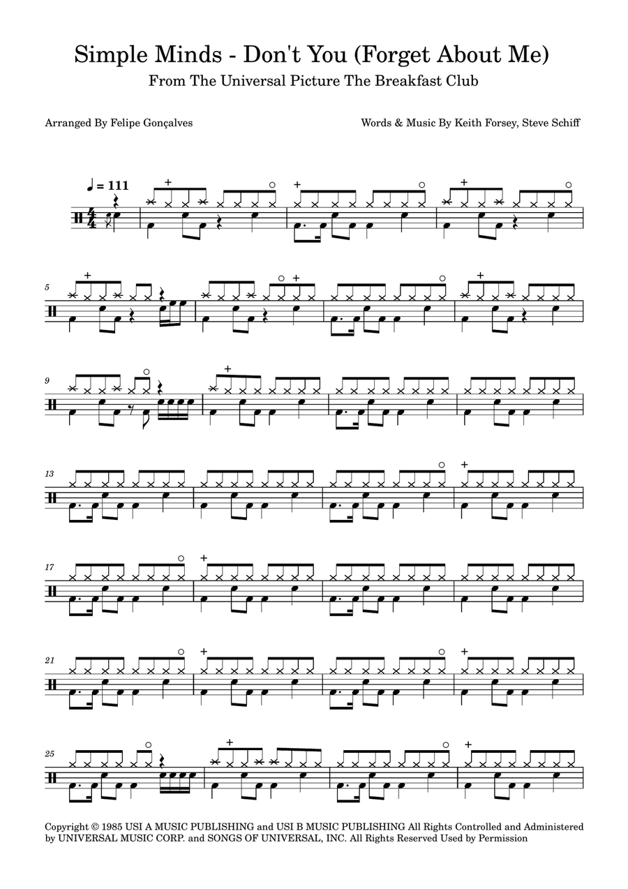 Don't You (Forget About Me) Drum Set scores gallery preview page 1