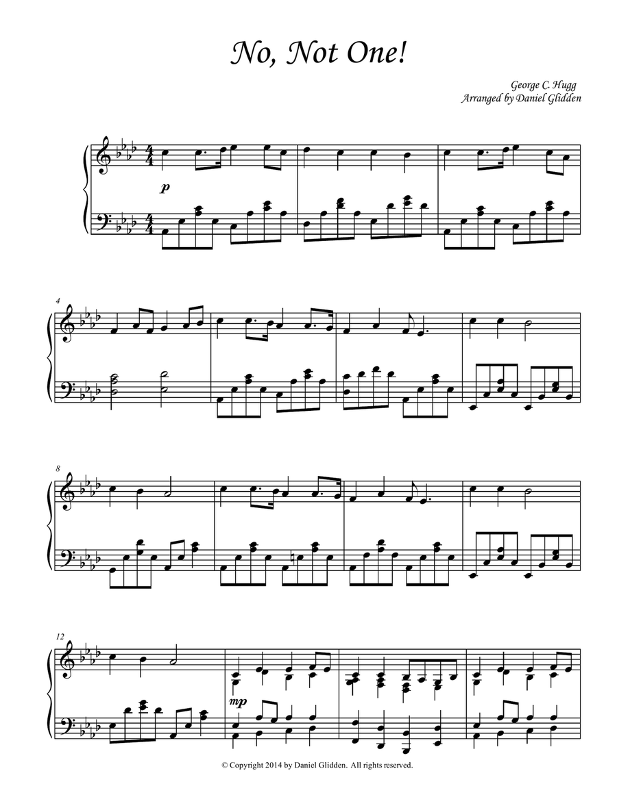 No, Not One! No, Not One! Piano Solo scores gallery preview page 1