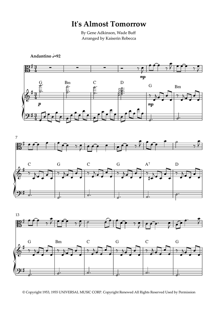 It's Almost Tomorrow It's Almost Tomorrow Viola scores gallery preview page 1