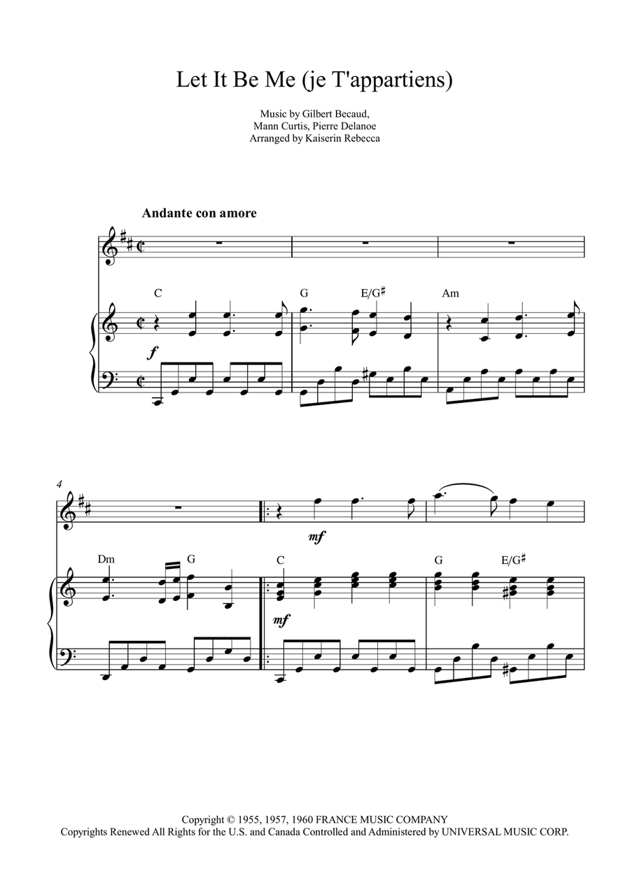 Let It Be Me (Je T'appartiens) Soprano Saxophone scores gallery preview page 1