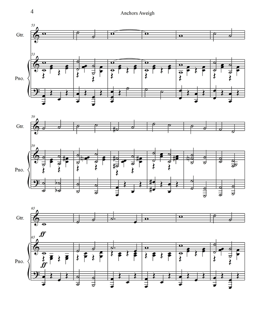 Anchors Aweigh - for Guitar with Piano Accompaniment Acoustic Guitar scores gallery preview page 6