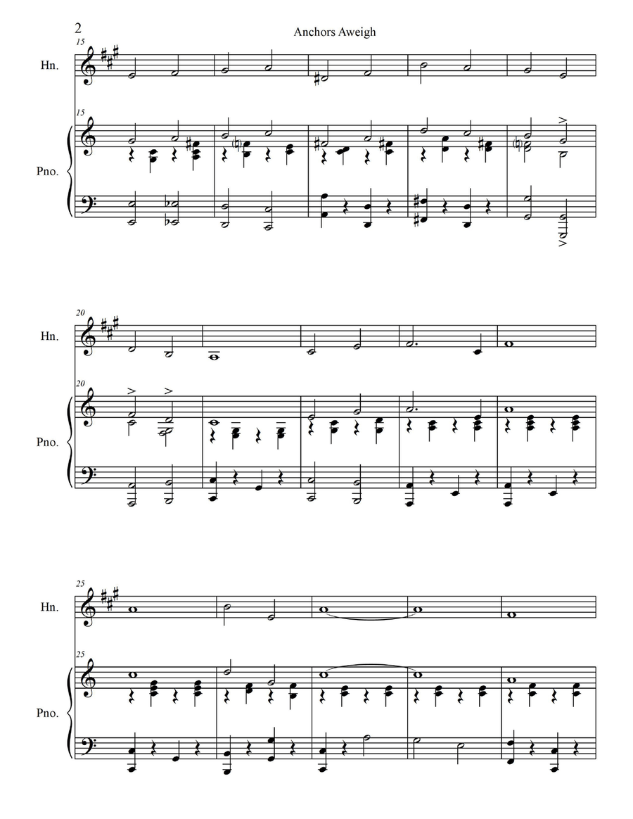 Anchors Aweigh - for Horn in Eb with Piano Accompaniment Piano scores gallery preview page 4