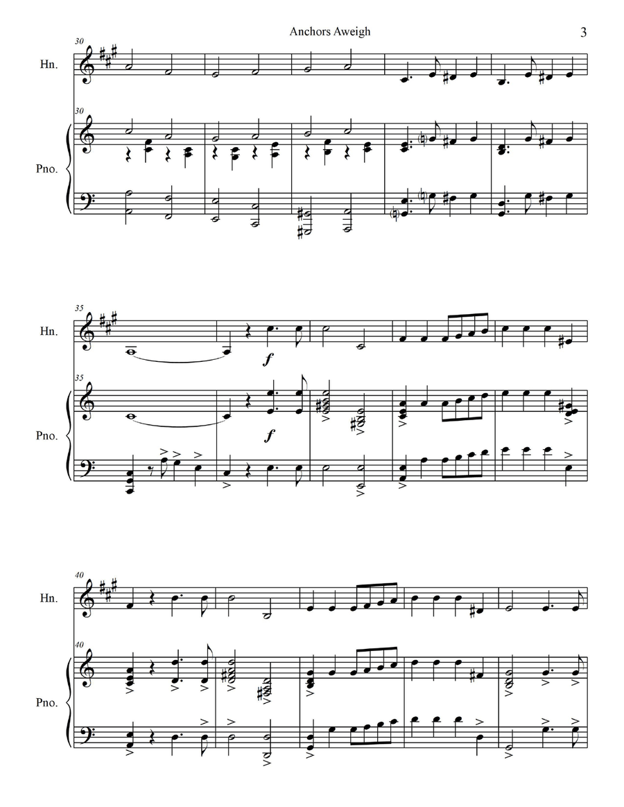 Anchors Aweigh - for Horn in Eb with Piano Accompaniment Piano scores gallery preview page 5