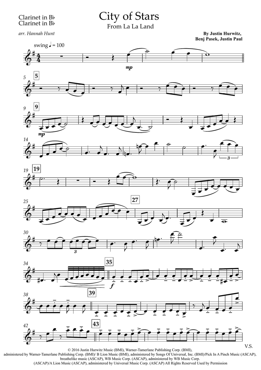City Of Stars City Of Stars Clarinet Quartet scores gallery preview page 6