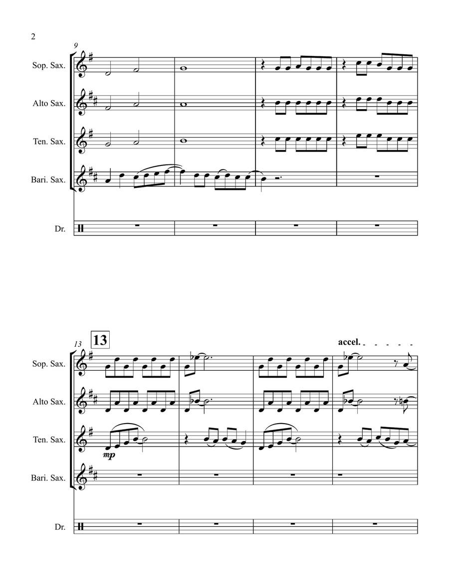 Mamma Mia Mamma Mia Saxophone Quartet scores gallery preview page 2