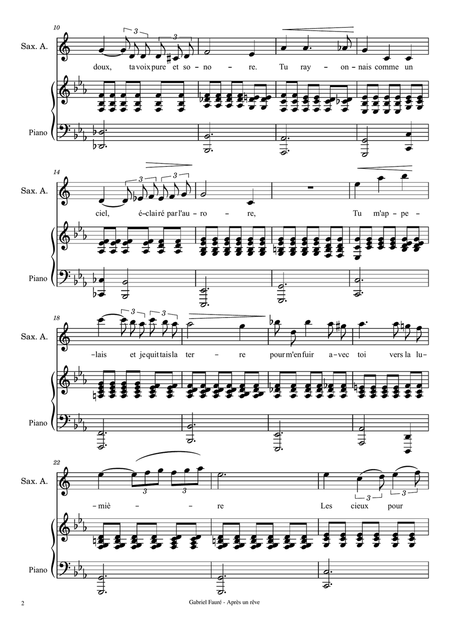 Après un rêve Après un rêve Alto Saxophone scores gallery preview page 2
