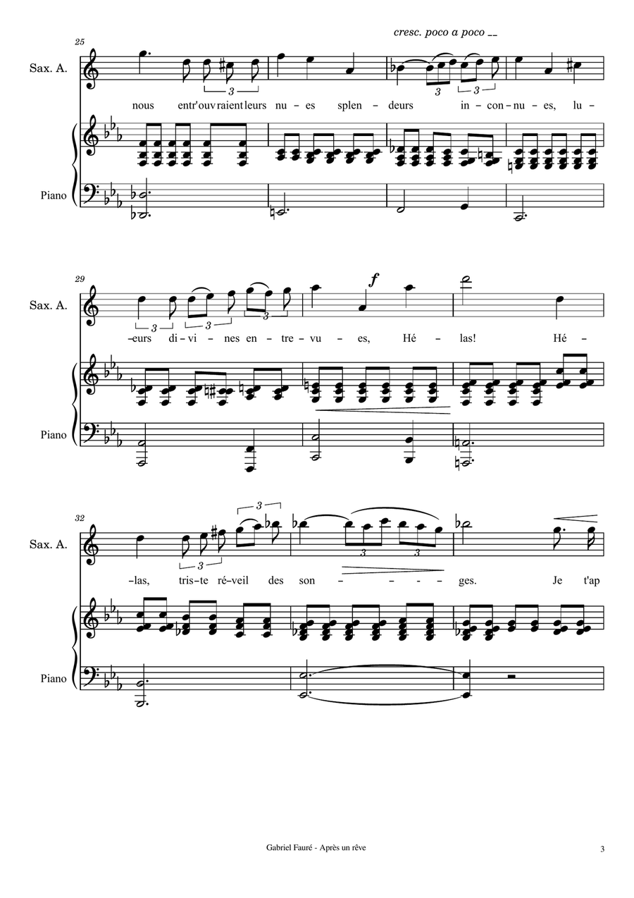 Après un rêve Après un rêve Alto Saxophone scores gallery preview page 3