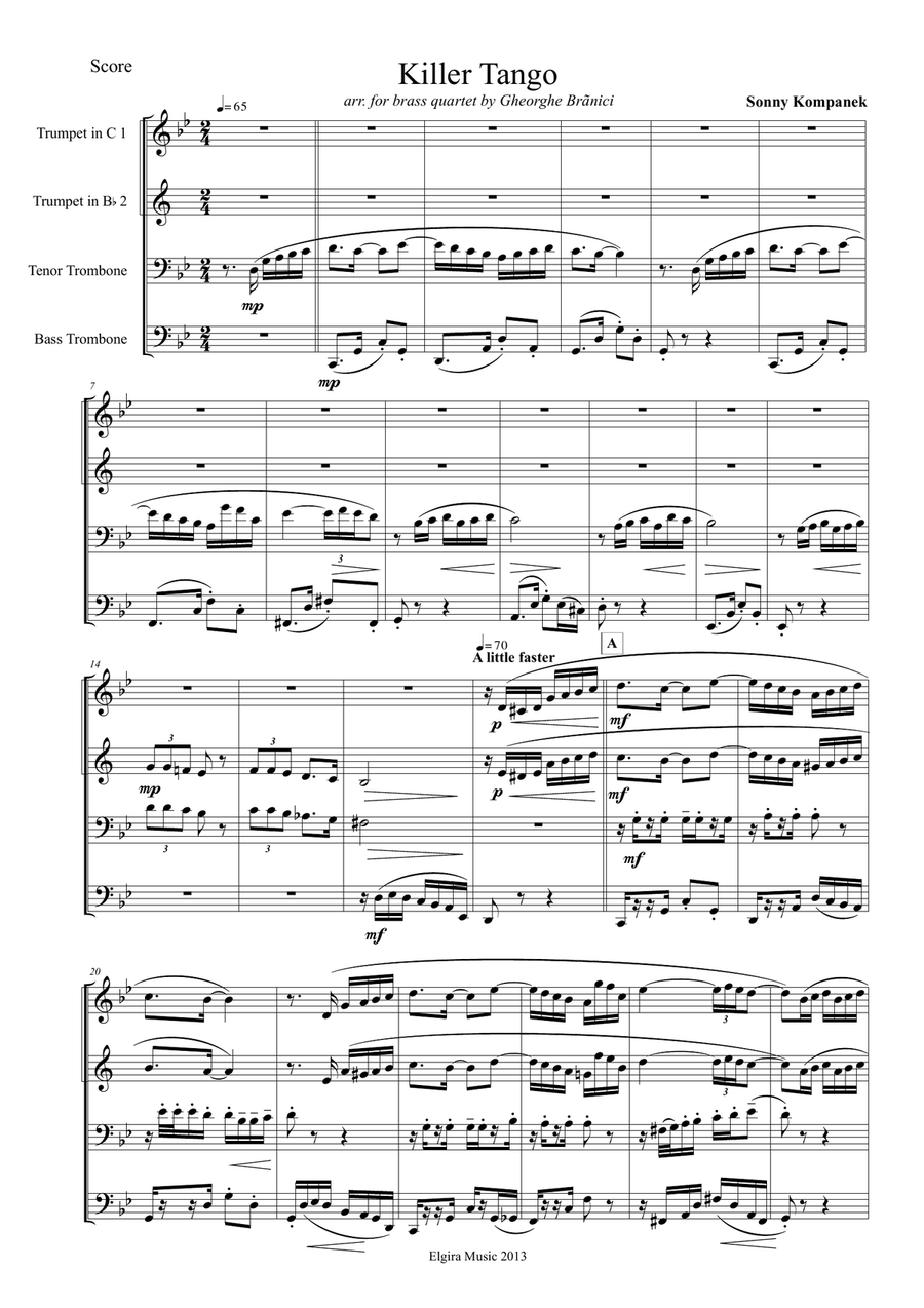 KILLER TANGO KILLER TANGO Brass Quartet scores gallery preview page 1