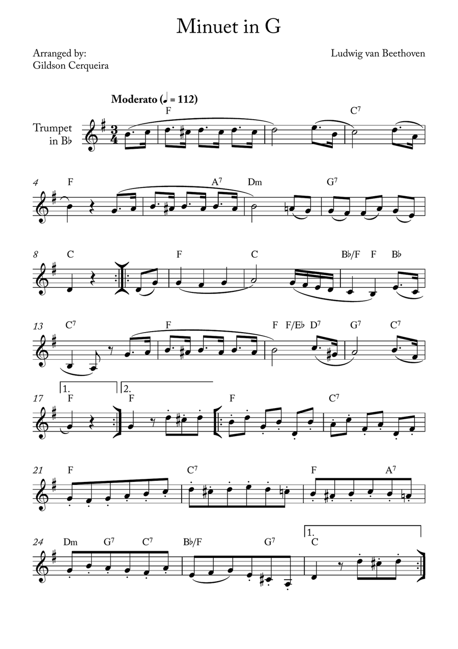 Minuet in G Minuet in G Chamber Music scores gallery preview page 1