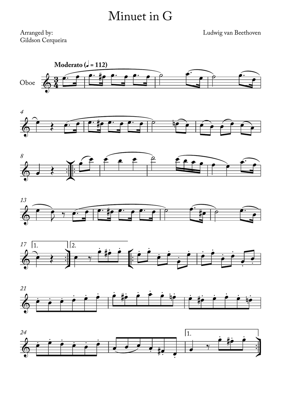 Minuet in G Minuet in G Chamber Music scores gallery preview page 1