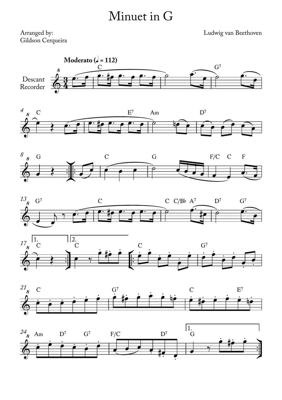 Minuet in G Minuet in G Chamber Music scores gallery preview page 1