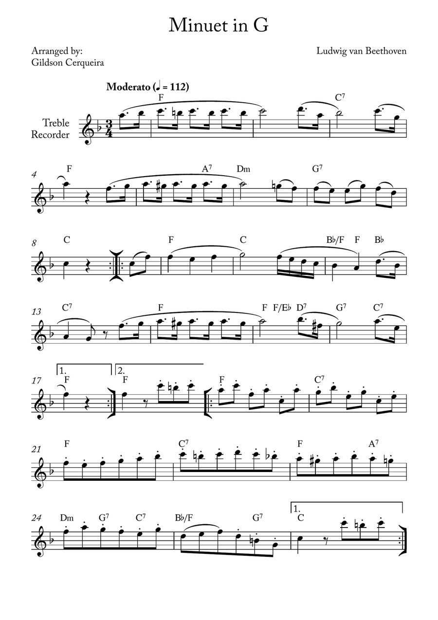 Minuet in G Minuet in G Chamber Music scores gallery preview page 1