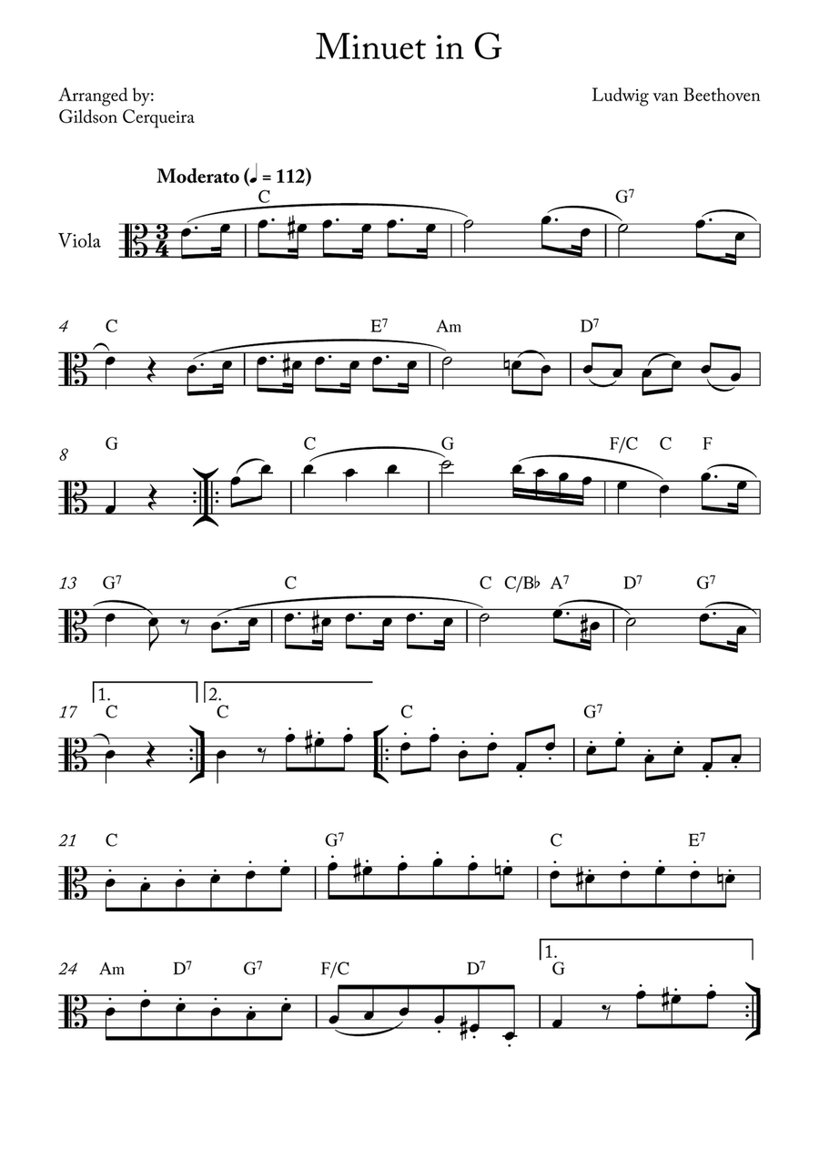 Minuet in G Minuet in G Chamber Music scores gallery preview page 1