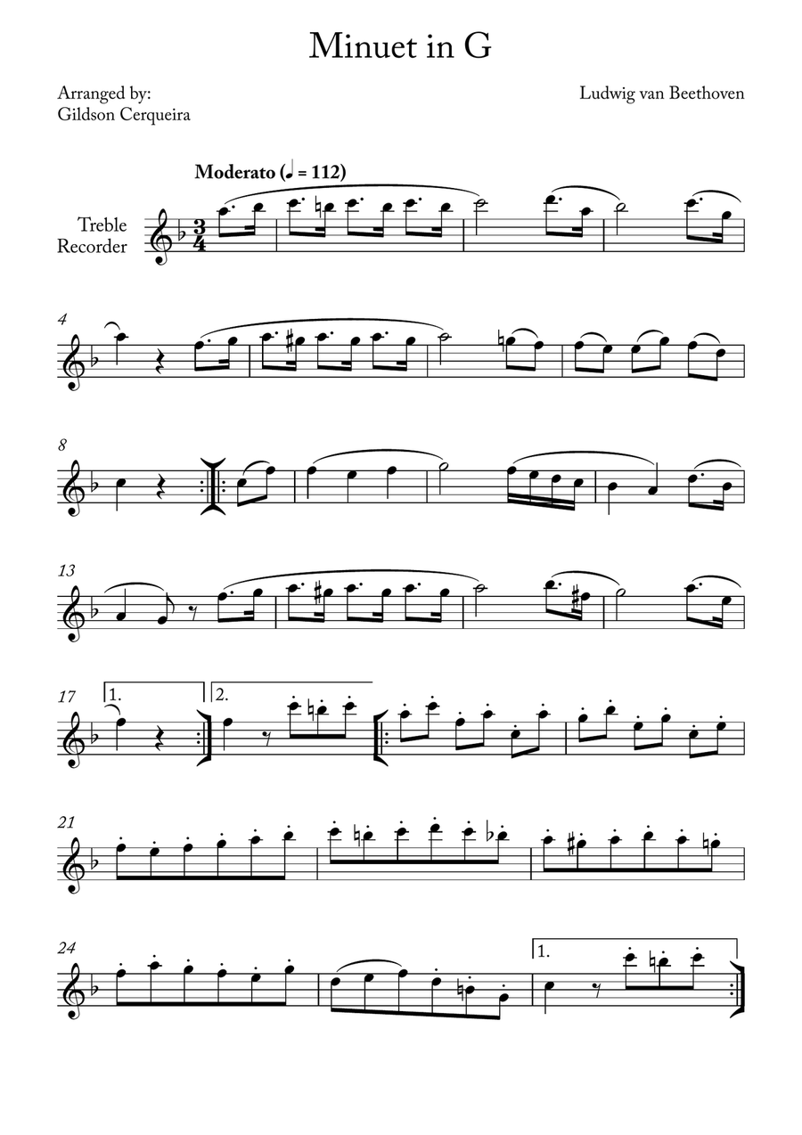 Minuet in G Minuet in G Chamber Music scores gallery preview page 1