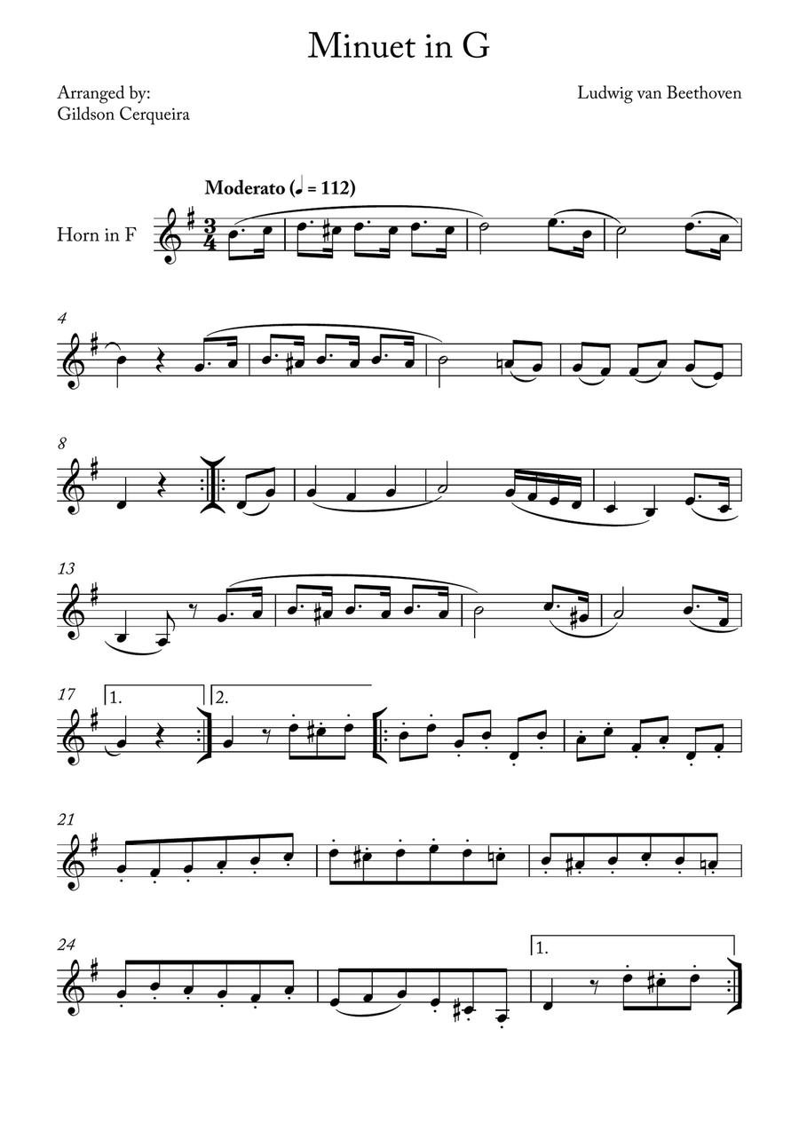 Minuet in G Minuet in G Chamber Music scores gallery preview page 1