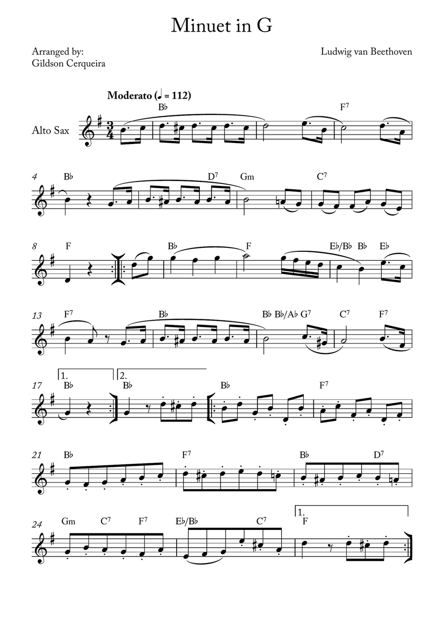 Minuet in G Minuet in G Chamber Music scores gallery preview page 1