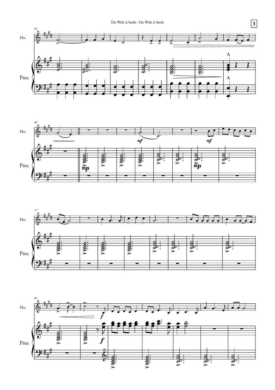 Die With A Smile Piano scores gallery preview page 3