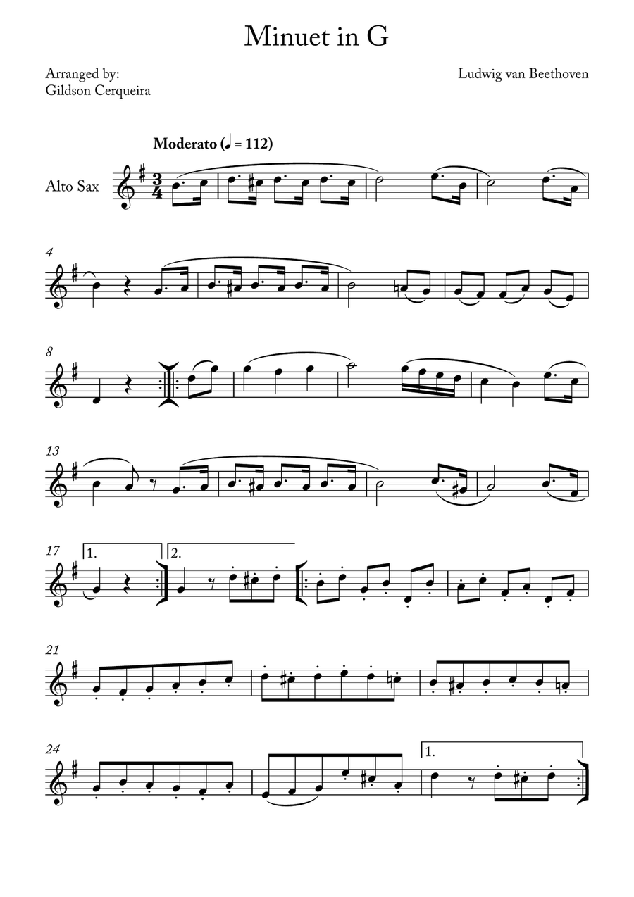 Minuet in G Minuet in G Chamber Music scores gallery preview page 1